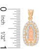 14K Gold Plated Tri-Tone CZ Our Lady of Guadalupe Charm