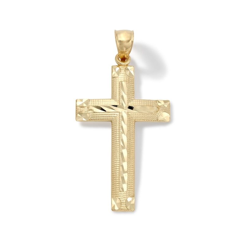 14K Gold Plated Diamond-Cut Faceted Curved Cross Charm