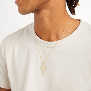 14K Gold Plated Diamond-Cut Faceted Curved Cross Charm