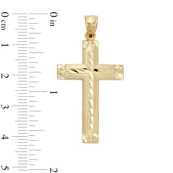 14K Gold Plated Diamond-Cut Faceted Curved Cross Charm