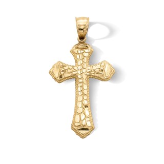 14K Gold Plated Nugget Cross Necklace Charm