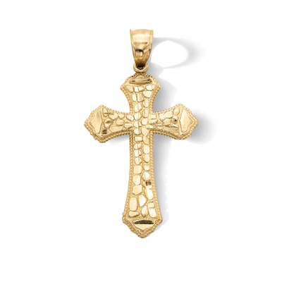 14K Gold Plated Nugget Cross Necklace Charm