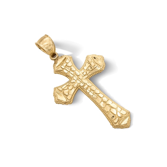 14K Gold Plated Nugget Cross Necklace Charm