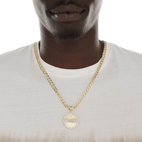 Sterling Silver and 14K Gold Plate CZ Last Supper Medallion Charm