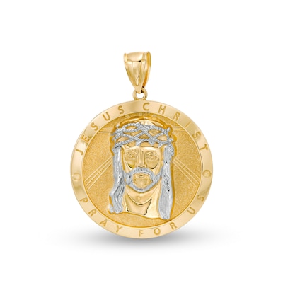 Sterling Silver and 14K Gold Plated Jesus Christ Medallion Charm