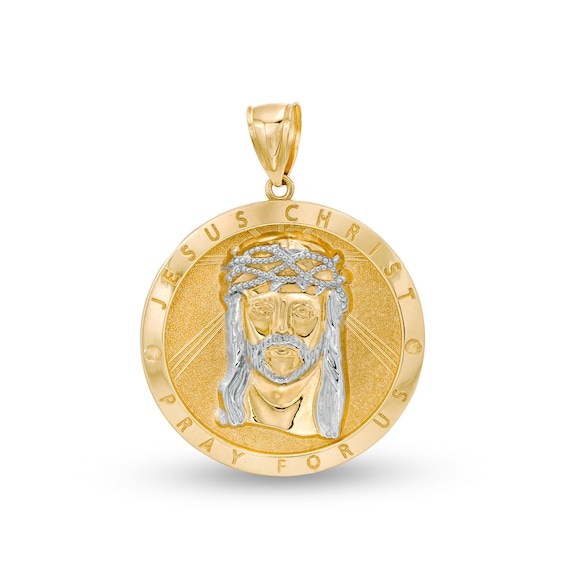 Sterling Silver and 14K Gold Plated Jesus Christ Medallion Charm