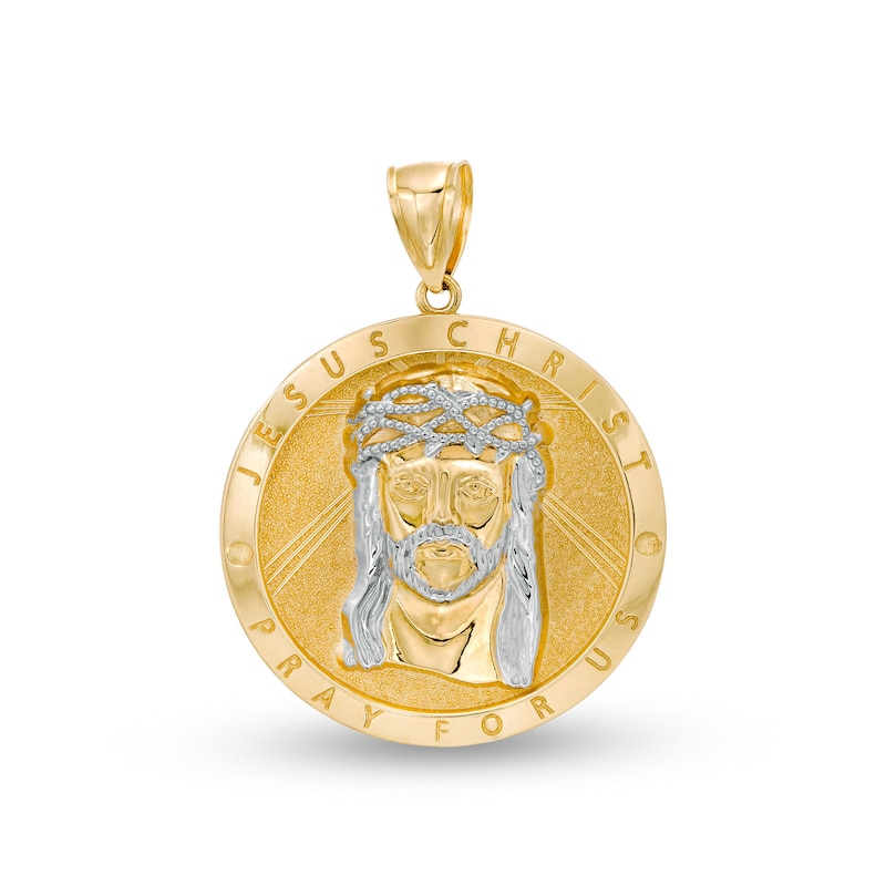 Sterling Silver and 14K Gold Plated Jesus Christ Medallion Charm