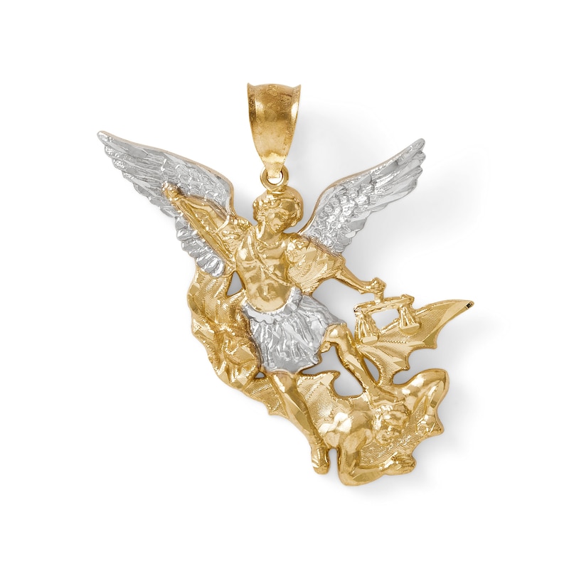 14K Gold Plated Two-Tone St. Michael Angel Charm