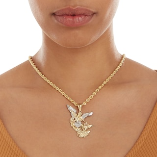 14K Gold Plated Two-Tone St. Michael Angel Charm