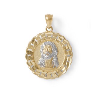 14K Gold Plate Two-Tone Chain Frame Jesus Charm