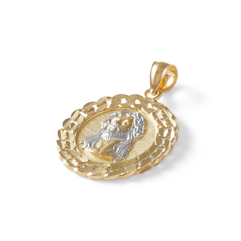 14K Gold Plate Two-Tone Chain Frame Jesus Charm
