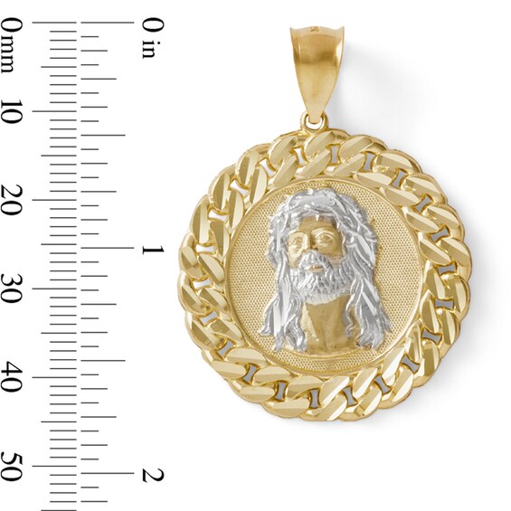 14K Gold Plated Two-Tone Chain Frame Jesus Charm