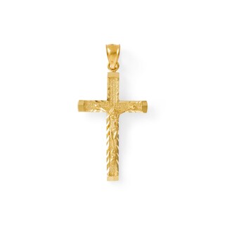 14K Gold Plated Diamond-Cut Crucifix Charm