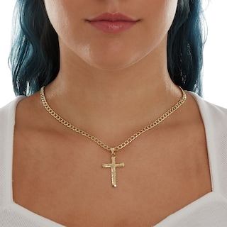 14K Gold Plated Diamond-Cut Crucifix Charm