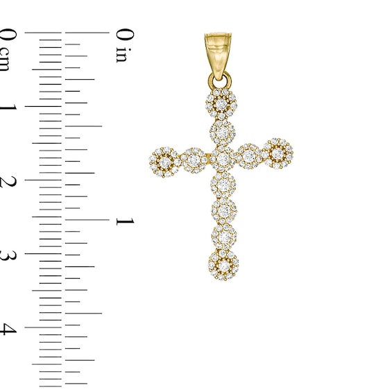 14K Gold Plated CZ Cluster Cross Charm