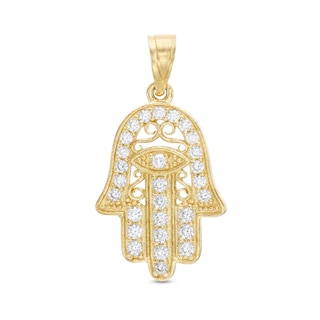 14K Gold Plated CZ Hamsa Charm