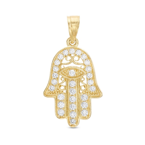 14K Gold Plated CZ Hamsa Charm