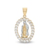 14K Gold Plated Two-Tone CZ Frame Our Lady of Guadalupe Charm