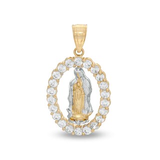 14K Gold Plated Two-Tone CZ Frame Our Lady of Guadalupe Charm