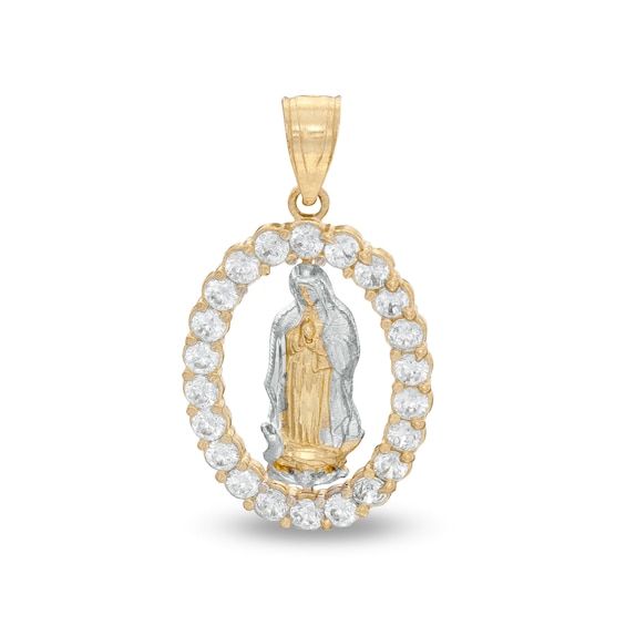 14K Gold Plated Two-Tone CZ Frame Our Lady of Guadalupe Charm
