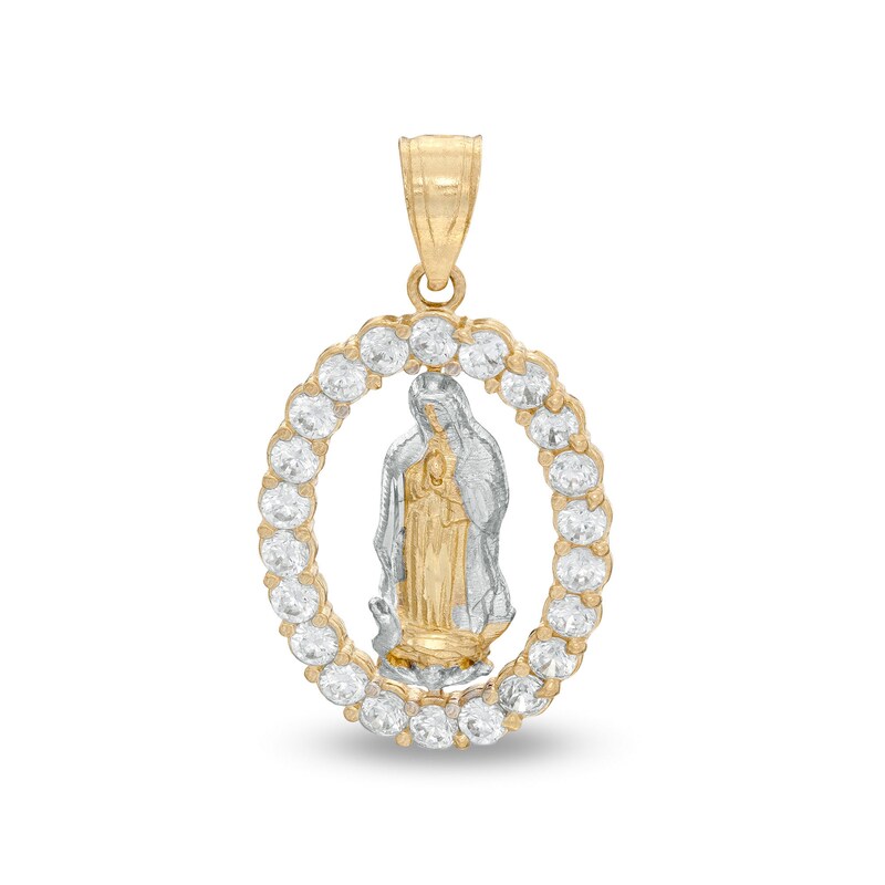 14K Gold Plated Two-Tone CZ Frame Our Lady of Guadalupe Charm