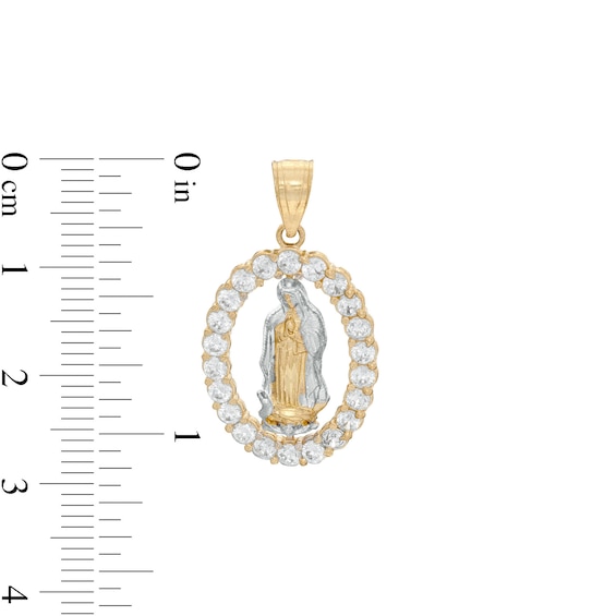 14K Gold Plated Two-Tone CZ Frame Our Lady of Guadalupe Charm