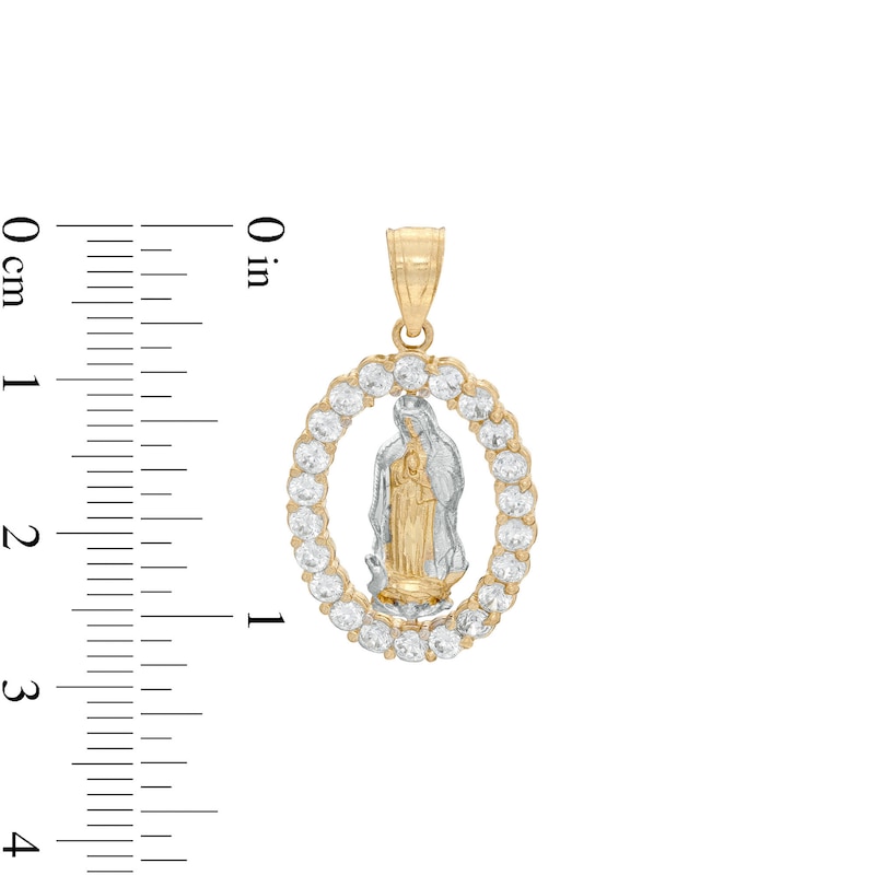 14K Gold Plated Two-Tone CZ Frame Our Lady of Guadalupe Charm