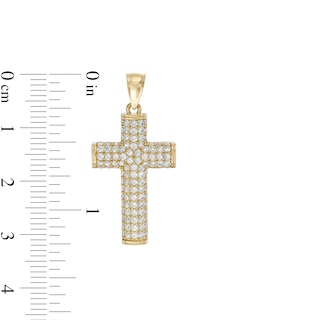 14K Gold Plated Pavé CZ Rounded Cross Charm