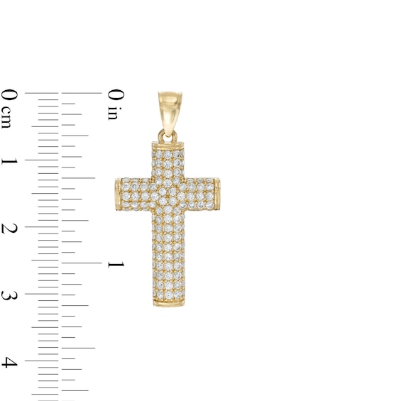 14K Gold Plated Pavé CZ Rounded Cross Charm