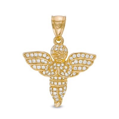 14K Gold Plated Pavé CZ Praying Angel Charm