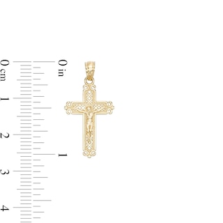 14K Gold Plated Diamond-Cut Crucifix Charm
