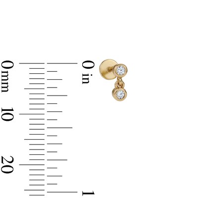 14K Gold Plated CZ Bezel Dangle Flat Back Studs