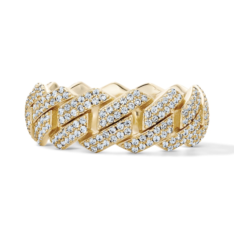 14K Gold Plated CZ Pavé Cuban Link Ring - Size 10