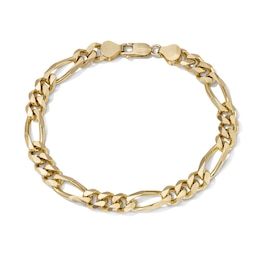 14K Gold Plated 7.3mm Figaro Chain Bracelet - 8.5"