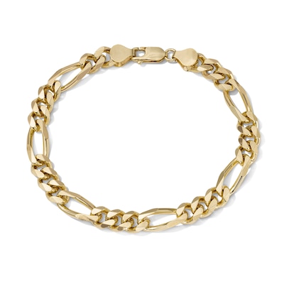 14K Gold Plated 7.3mm Figaro Chain Bracelet - 8.5"
