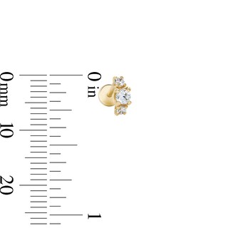 14K Gold Plated CZ Three-Stone Graduated Curve Flat Back Stud