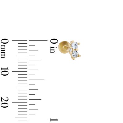 14K Gold Plated CZ Crown Flat Back Stud