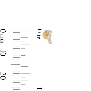 14K Gold Plated CZ Pavé Curve Flatback Studs