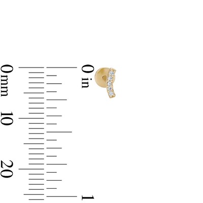 14K Gold Plated CZ Pavé Curve Flatback Studs