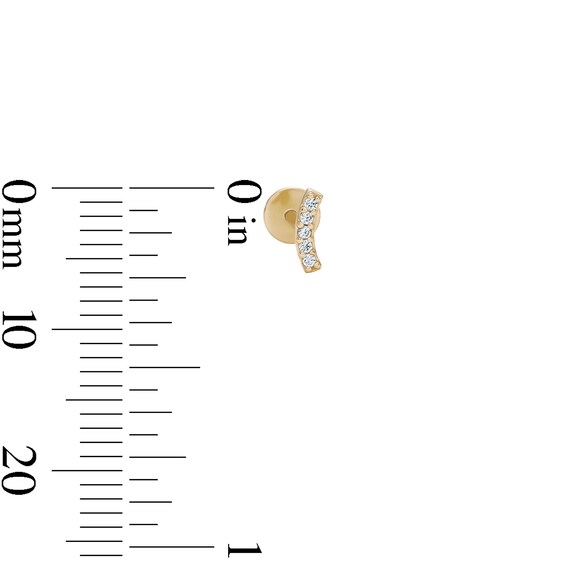 14K Gold Plated CZ Pavé Curve Flatback Studs