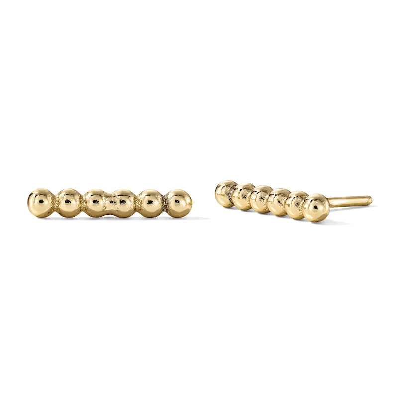 14K Gold Plated Beaded Bar Studs