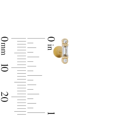 14K Gold Plated CZ Baguette and Round Bezel Flatback Studs