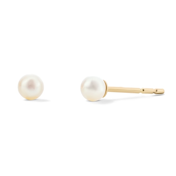14K Gold Plated 3mm Cultured Freshwater Pearl Studs