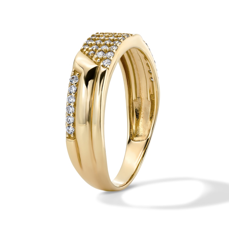 14K Gold Plated Pavé CZ Geometric Band - Size 10.5