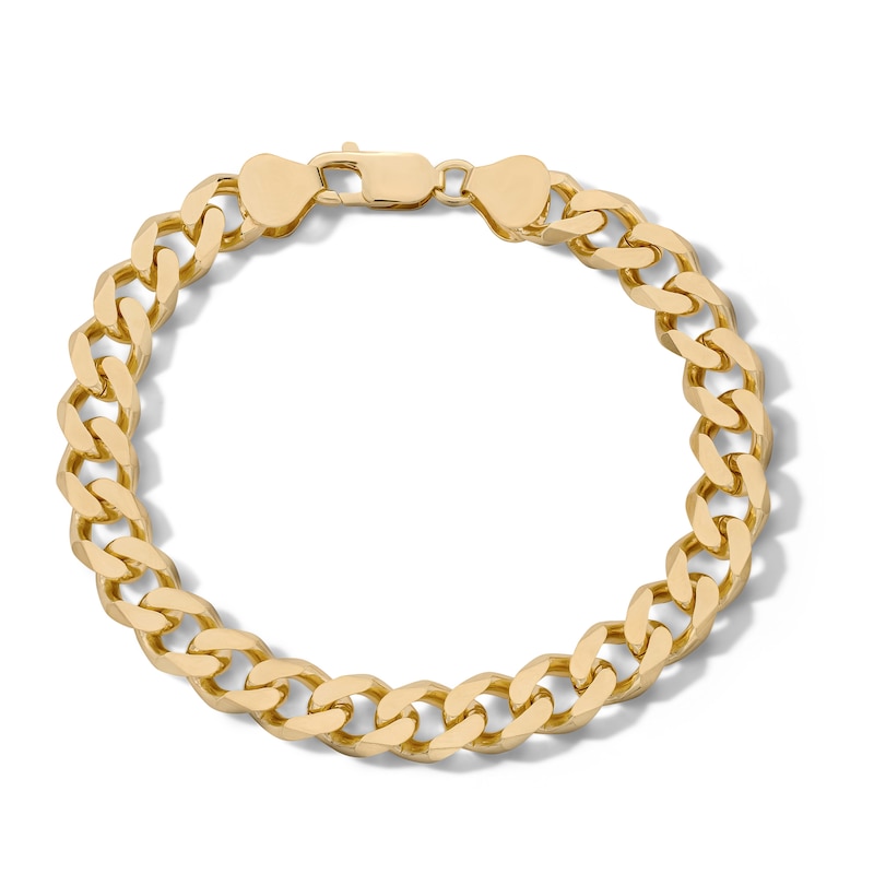 Main Image 1 of 14K Gold Plated Diamond-Cut Curb Chain Bracelet - 7.5"