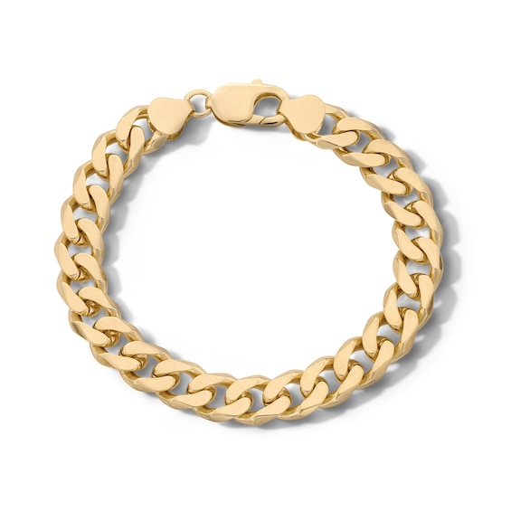 14K Gold Plated Diamond-Cut Curb Chain Bracelet - 8.5"