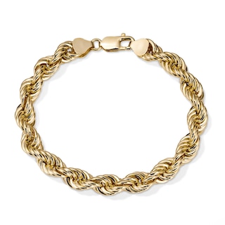 14K Gold Plated 10mm Rope Chain Bracelet - 8.5"