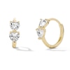 Thumbnail Image 1 of 14K Gold Plated CZ Two-Station Heart Huggie Hoops