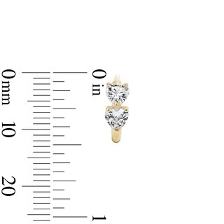 14K Gold Plated CZ Two-Station Heart Huggie Hoops