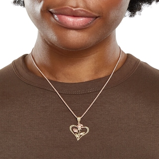 14K Gold Plated Two-Tone Rose Heart Charm